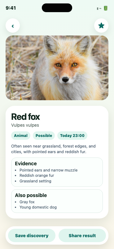 CapKnow animal result screen